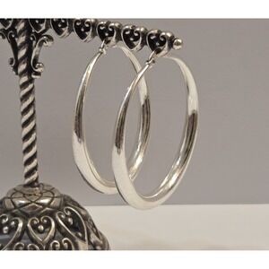 Vintage IBB International Bullion Bureau Silver 50mm Hoop Earrings